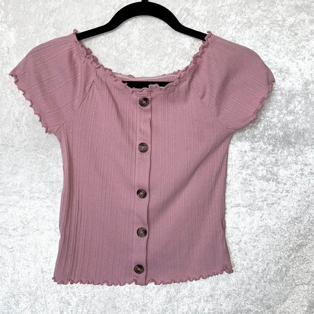 Justice button down top